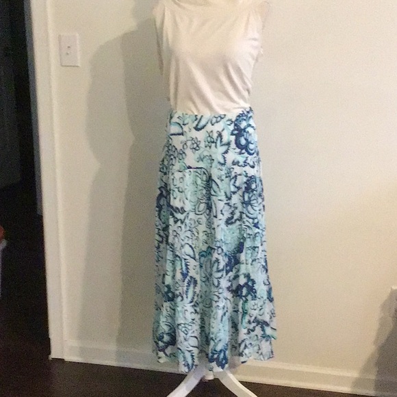 Chaps Skirts Chaps 0 Cotton Two Tone Blue Peasant Skirt Poshmark